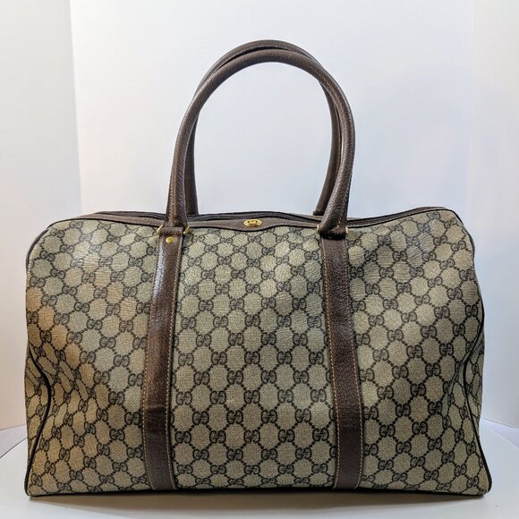 Gucci Vintage Large Boston Bag in GG Supreme Coated Canvas - Picture 1 of 12